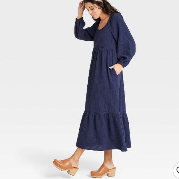 (L)- Universal Thread Women's Balloon Long Sleeve Dress - Picture 13 of 13